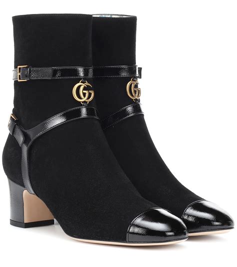 gucci black embroidered boots|GUCCI Suede.